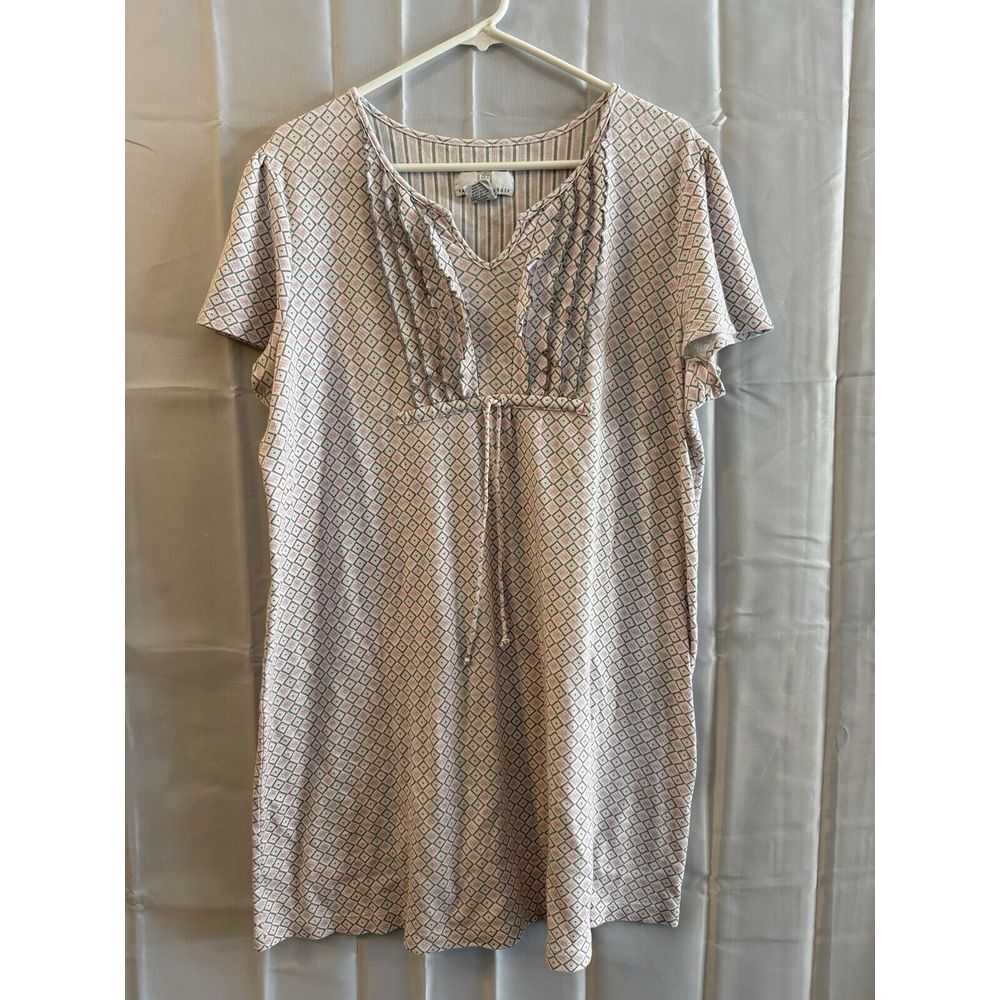 Karen Neuburger Nightgown Womens XL Short Sleeve Summer Grandma Pink Gray